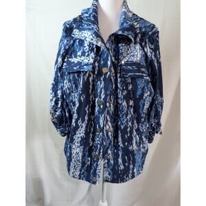 Chico's Shirt Jacket Zenergy Top Metal Snaps Casual Blue Women's Size Medium / 1